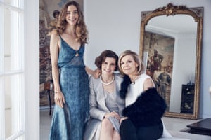 Bianca Spender, Allegra Spender and Carla Zampatti  pictured at Carla’s Woollahra home with white walls and a big bronze mirror in the background