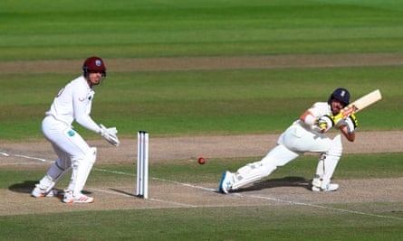Burns plays a shot on his way to 90 not out.