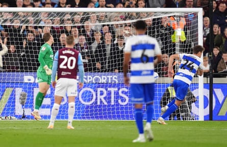 Nicolas Madsen celebrates scoring for QPR against West Ham