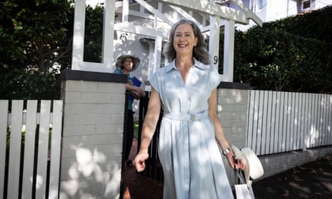Independent Nicolette Boele door-knocking in Bradfield during the election campaign