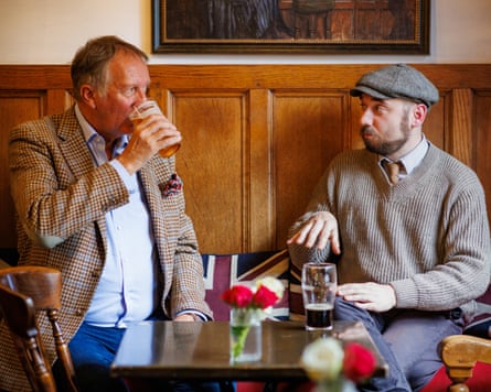 Pub landlords Jason Osborne (in jacket) and Coby Morton (with hat) of The Dolphin Inn, Shrewsbury, discuss their experiences.