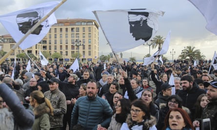 A demonstration in Ajaccio before Emmanuel Macron’s visit