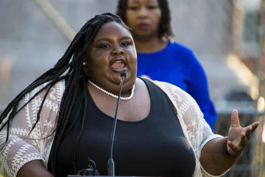 Zyahna Bryant speaks at a press conference before the Confederate statues were retired in Charlottesville, Virginia.