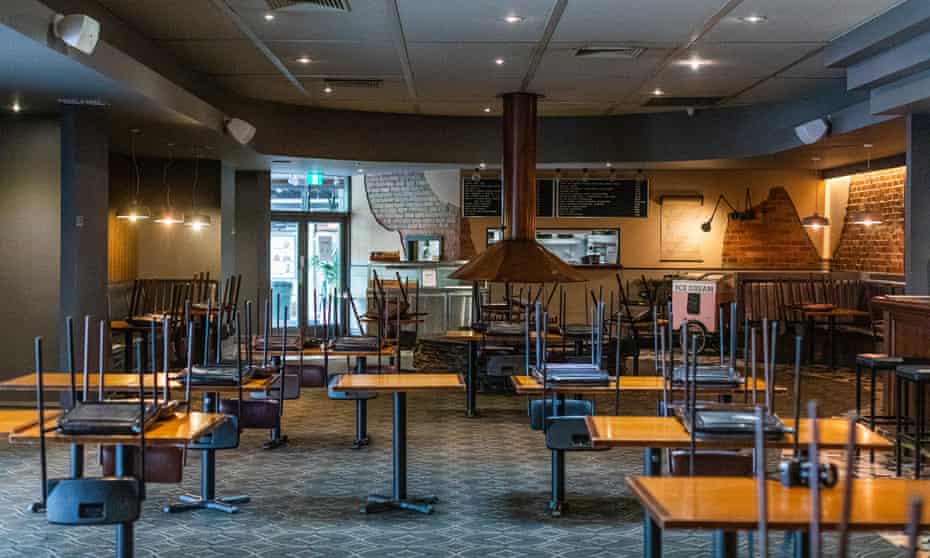 An empty bistro area in a Melbourne pub. Restaurants and cafes must close throughout Australia except for takeaway, as part of the shutdown announced by prime minister Scott Morrison to tackle the coronavirus outbreak.