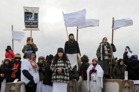 Women protest against the Dakota access pipeline near the Standing Rock Sioux reservation in Cannon Ball, North Dakota
