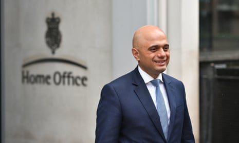 Sajid Javid outside the Home Office in Westminster, London, after he was appointed as the new home secretary. 
