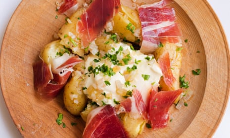 Earthy, meaty, herby, creamy: new potatoes, ham and crème fraîche.