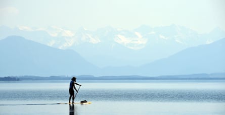 A paddle boarder