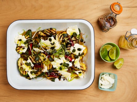 Yotam Ottolenghi’s griddled courgettes with cascabel honey