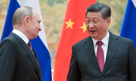 Vladimir Putin and Xi Jinping at their meeting in Beijing in February
