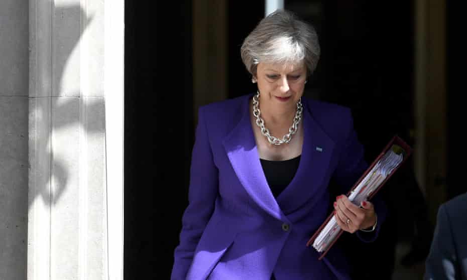 Theresa May leaving 10 Downing Street.