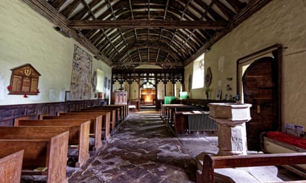 Interior of church at Michaelchurch Escley.