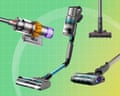 Composite image showing four different cordless vacuum cleaner models