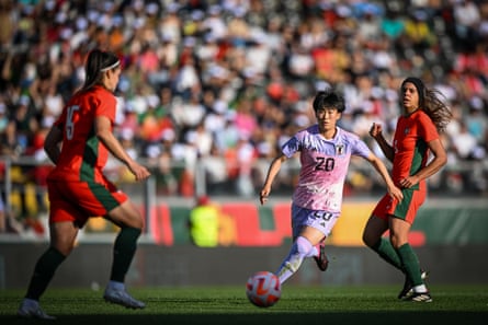 Aoba Fujino of Japan in action against Portugal