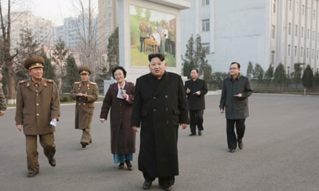 Kim Jong-un outside the Phyongchon Revolutionary Site.