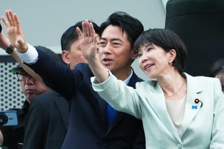 Shinjiro Koizumi and Sanae Takaichi campaign in Tokyo.