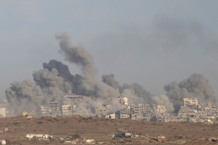 Smoke rises over the Gaza Strip