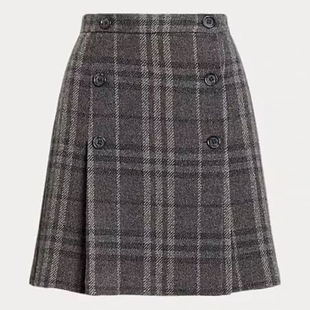 Grey pleated tartan skirt