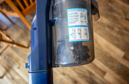 A Bissell PowerClean Dualbrush with a full bin