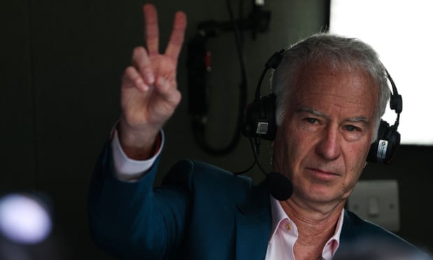 McEnroe in the commentary box for Sunday's men's singles final.