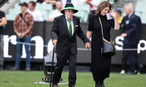 Molly Meldrum arrives at the state memorial service
