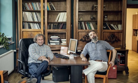‘Archaeologists know how to do a proper excavation. We don’t just tear objects from the soil’: Dr Krzysztof Jakubiak (left) and Dr Tomasz Nowakiewicz from Warsaw University.
