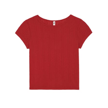 Cou Cou The Baby Tee Cherry Red Pointelle