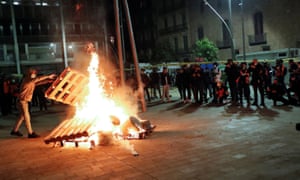 Part of the protest in Barcelona on Saturday.