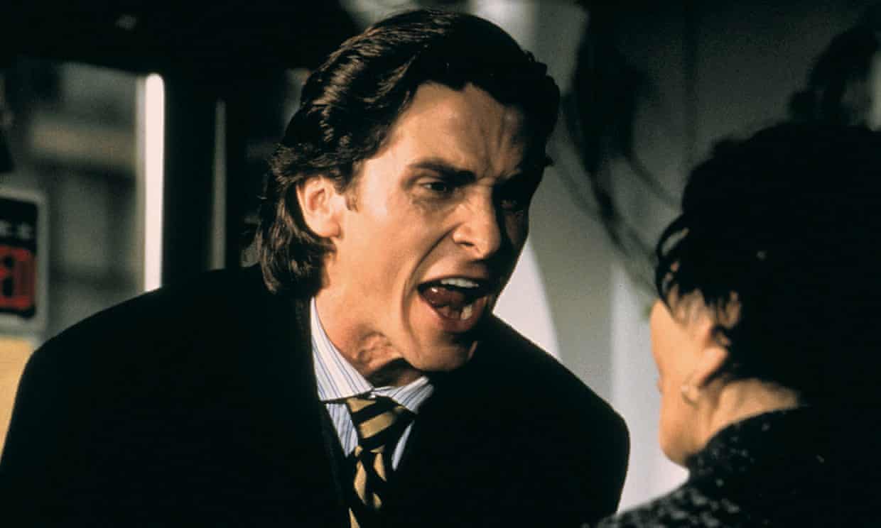 Christian Bale as Patrick Bateman in the 2000 film version of American Psycho.