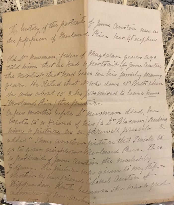 Jane Austen Family Say Note Establishes Disputed Portrait S Identity Jane Austen The Guardian