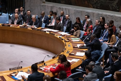 A UN security council meeting on Gaza, at UN headquarters in New York City on 8 December.