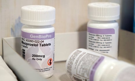 Bottles of the drug misoprostol on a table
