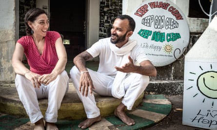 Note of hope … Felly Gomes and Beatriz Contreras Milla, founders of the NGO Live Happy, which raises awareness of the rubbish problem in the community, in Goa.