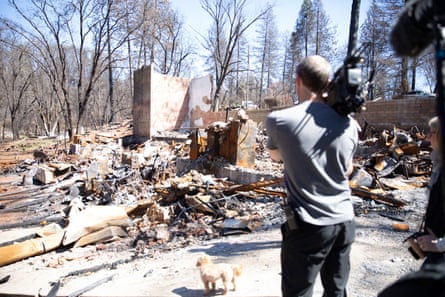 Lincoln Else, Rebuilding Paradise's director of photography, films a property in Paradise after the 2018 fire
