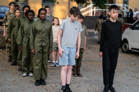 Young recruits at army cadet training centre.