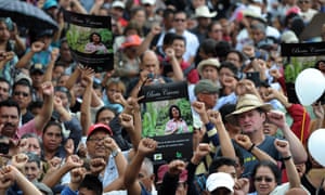 Hundreds gathered for the funeral of murdered indigenous
activist Berta Caceres, in La Esperanza on March 5, 2016.