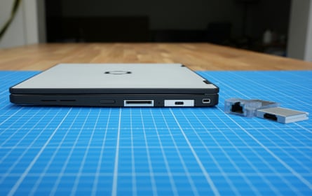 The ports and side of the Framework Laptop 12.