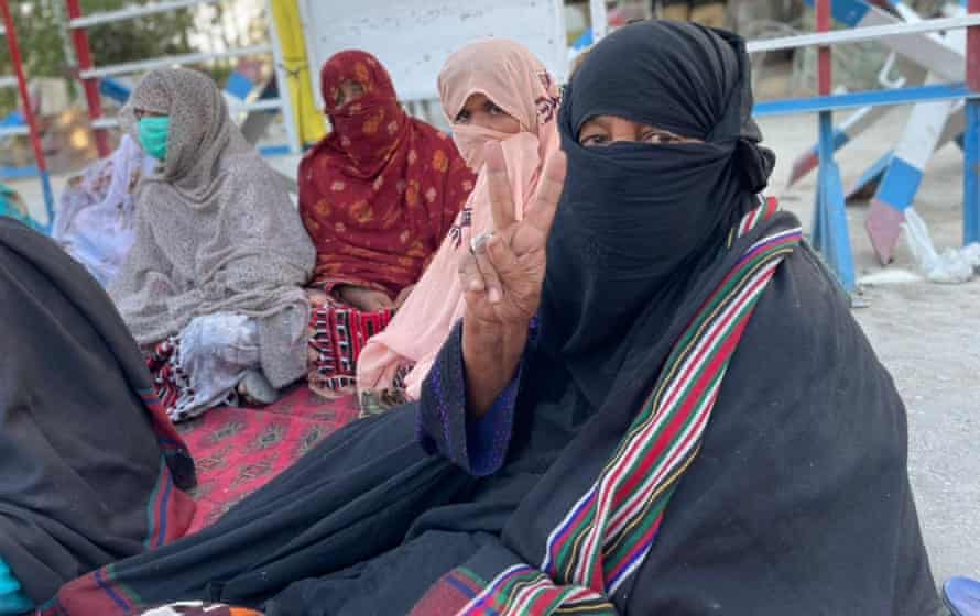 Mahnaz Mohammed Hussain at a protest in Quetta.