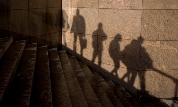 Shadows of anonymous figures and steps, London Bridge.