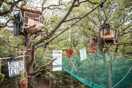 High and mighty … a treehouse encampment housing protesters in Hambach forest, Germany, in 2018.