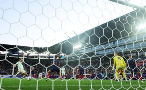 Wales’ Jessica Fishlock scores their equaliser against France.