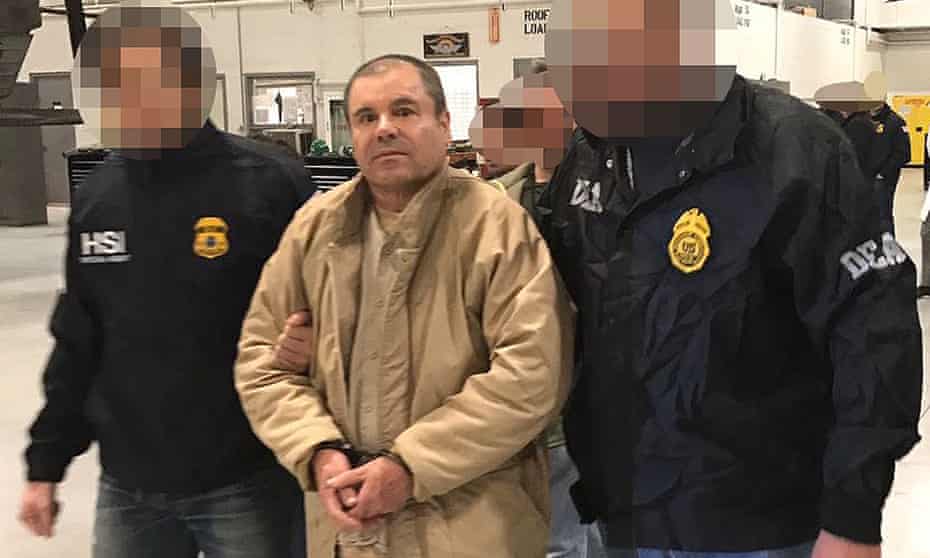 Joaquín ‘El Chapo’ Guzmán is extradited to the US from Ciudad Juárez in Mexico, in a photograph provided by the Mexican interior ministry.