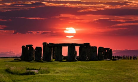 Stonehenge silhouette at sunset on winter solstice