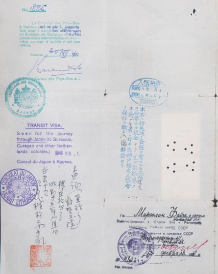 The Japanese transit visa, which is currently held in the National Archives of Australia, that Chiune Sugihara issued to Mark Margolin in 1940 that allowed him and his family to escape Europe.