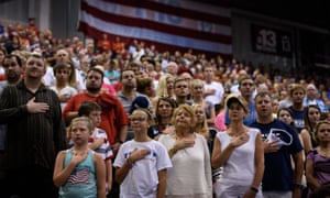 The pledge of allegiance during Donald Trump’s rally in West Virginia.