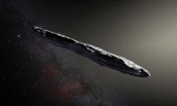 An artist's impression of interstellar asteroid 'Oumuamua - which is actually red, apparently ...