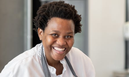 Chef Mmabatho Molefe at Emazulwini restaurant in Cape Town, South Africa.