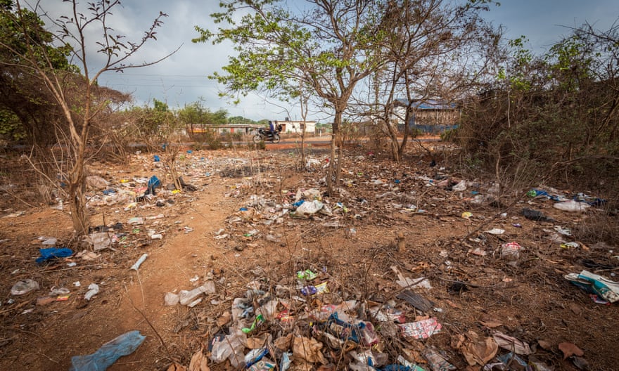 A scene from a rubbish-strewn area on the edge of Assagao, Goa.