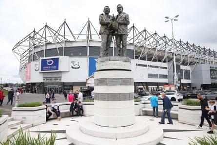The Brian Clough and Peter Taylor statue outside the ground on Saturday.