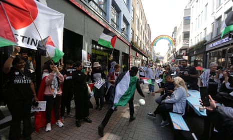 BDS protesters outside the Puma store in Carnaby Street, London, in 2021.